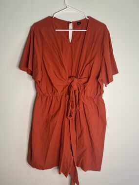 Rust Orange Cut Out Tie-Front Romper (2XL)